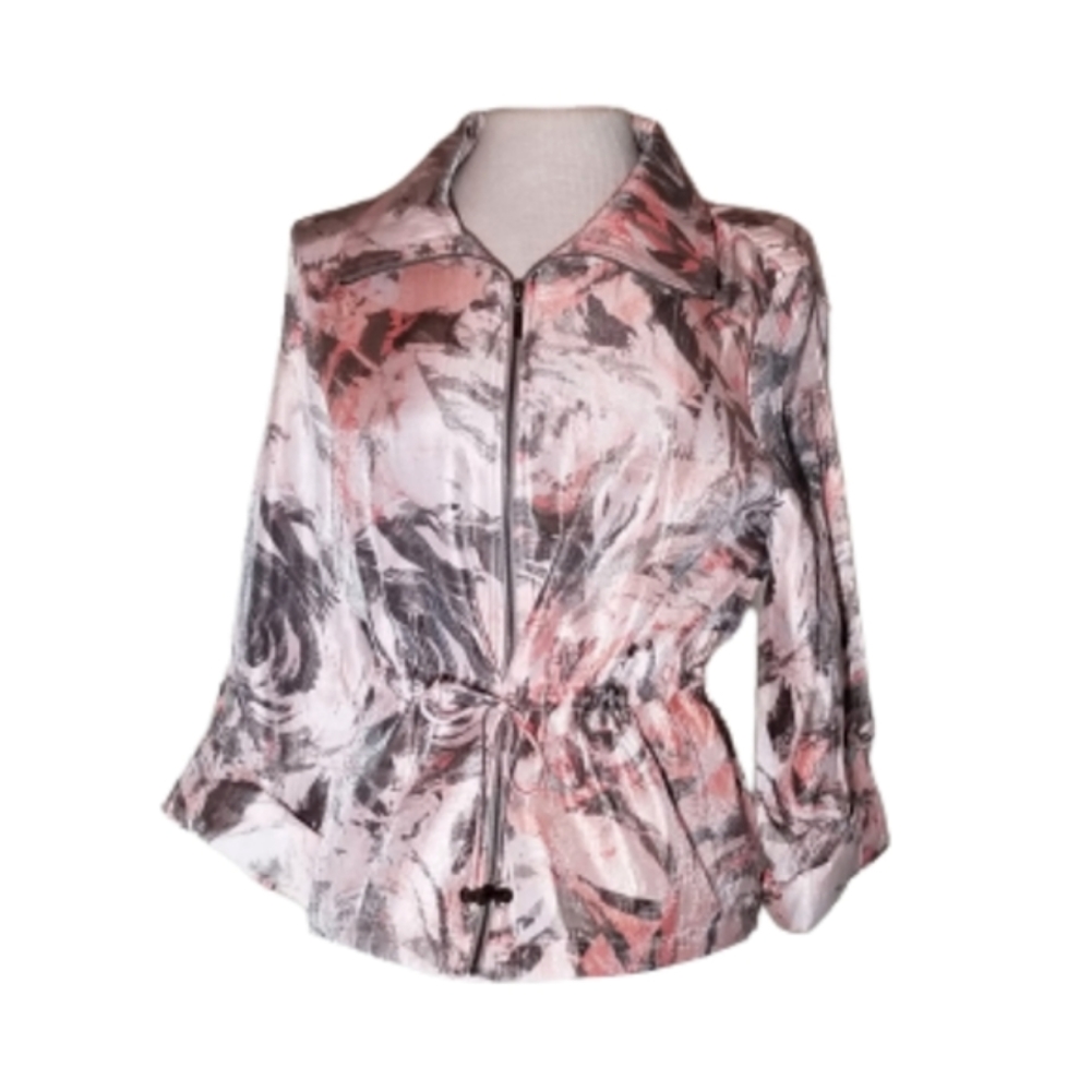 Ruby Rd. Lightweight Jacket Abstract Floral Pink Size 12P - Picture 13 of 15